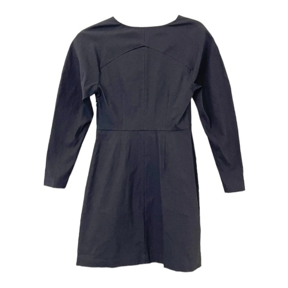 NWT A.L.C. Aila Black Puff Sleeve Mini Dress V Neck Linen Blend Long Sleeve US 8 - Picture 7 of 11